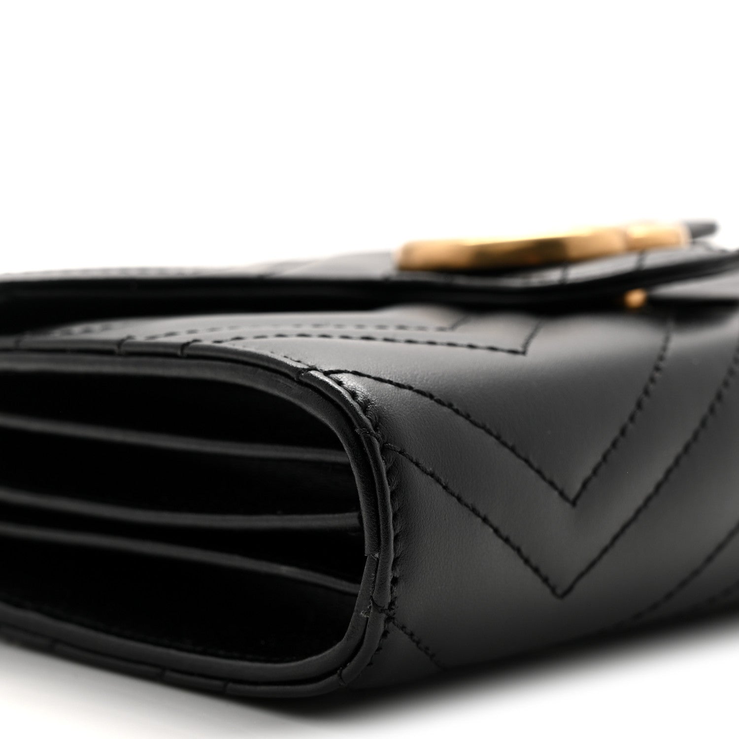 Gucci Calfskin Matelasse GG Marmont Chain Wallet Black 9 of 11
