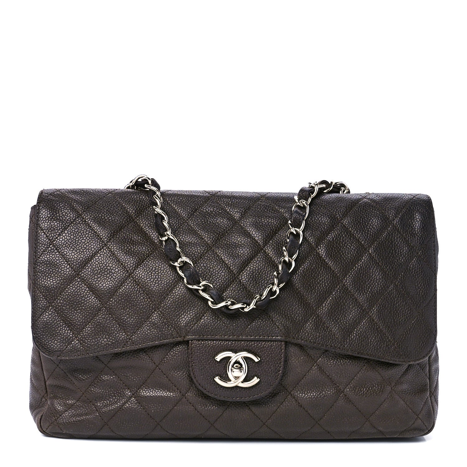 Chanel Caviar Quilted Jumbo Single Flap Dark Brown 1 of 13