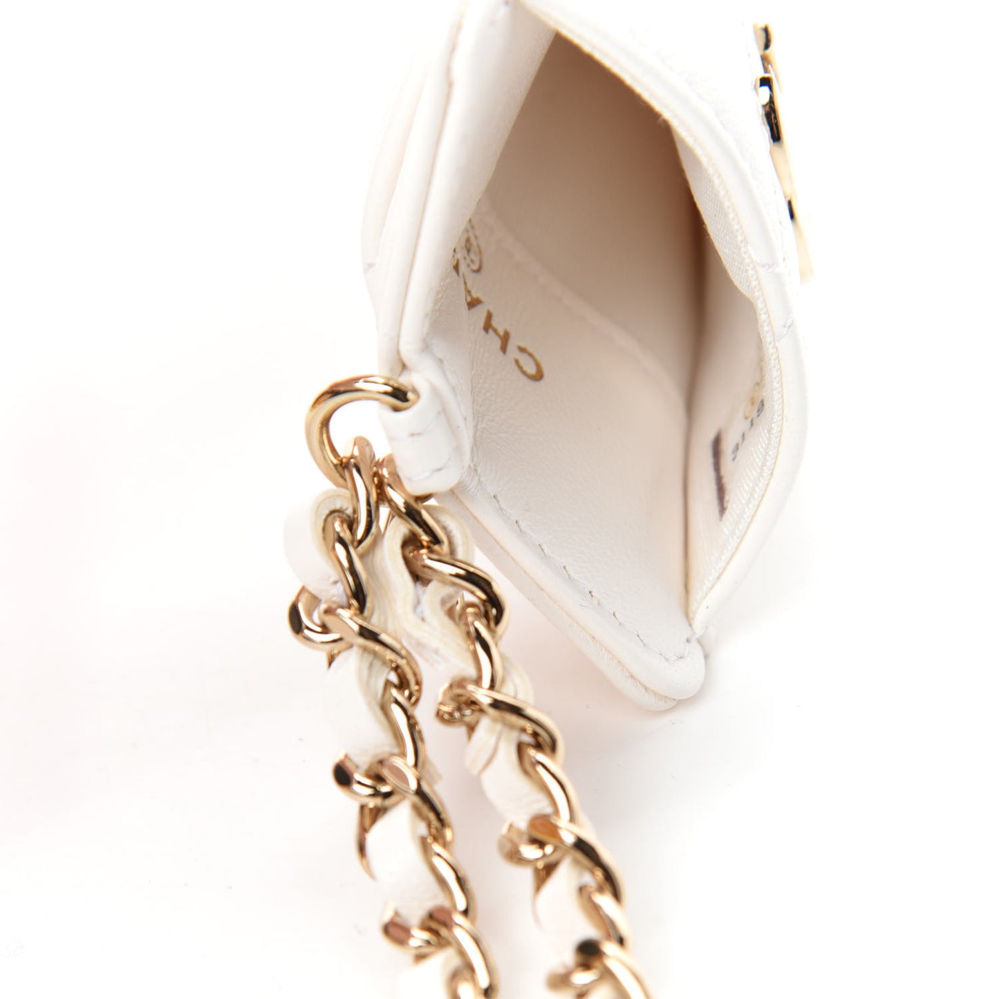 Lambskin Quilted My Chanel Lady Card Holder On Chain White