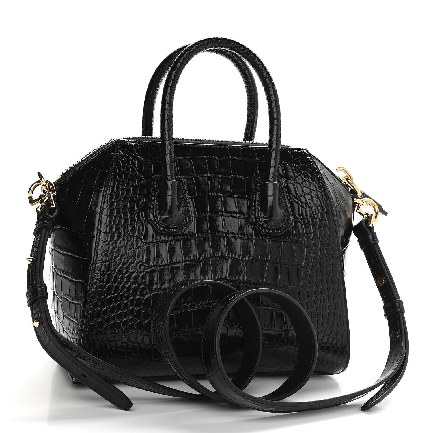 Givenchy Calfskin Crocodile Embossed Mini Antigona Black 3 of 11