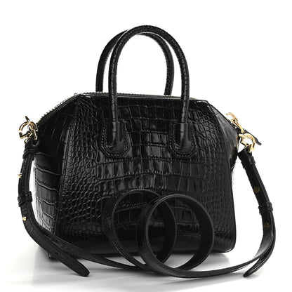 Givenchy Calfskin Crocodile Embossed Mini Antigona Black 3 of 11