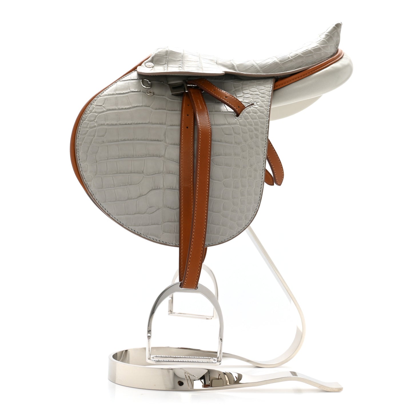 Matte Alligator Mini Steinkraus Saddle GRIS PERLE FAUVE