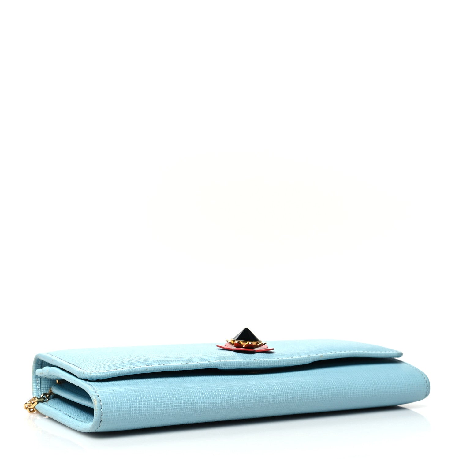 Fendi Vitello Elite Flowerland Continental Wallet On Chain Blue 3 of 11