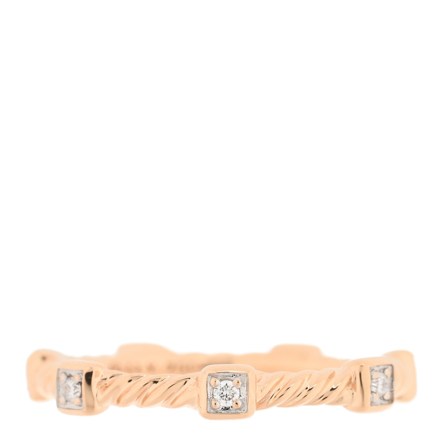18K Rose Gold Diamond Paveflex 2mm Stackable Band Ring 48 4.5