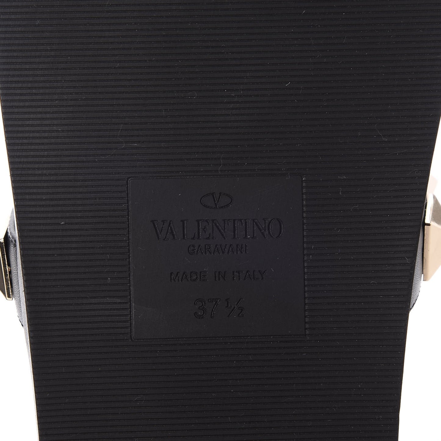 Vitello Macro Rockstud Lock Slide Sandals 37.5 Black