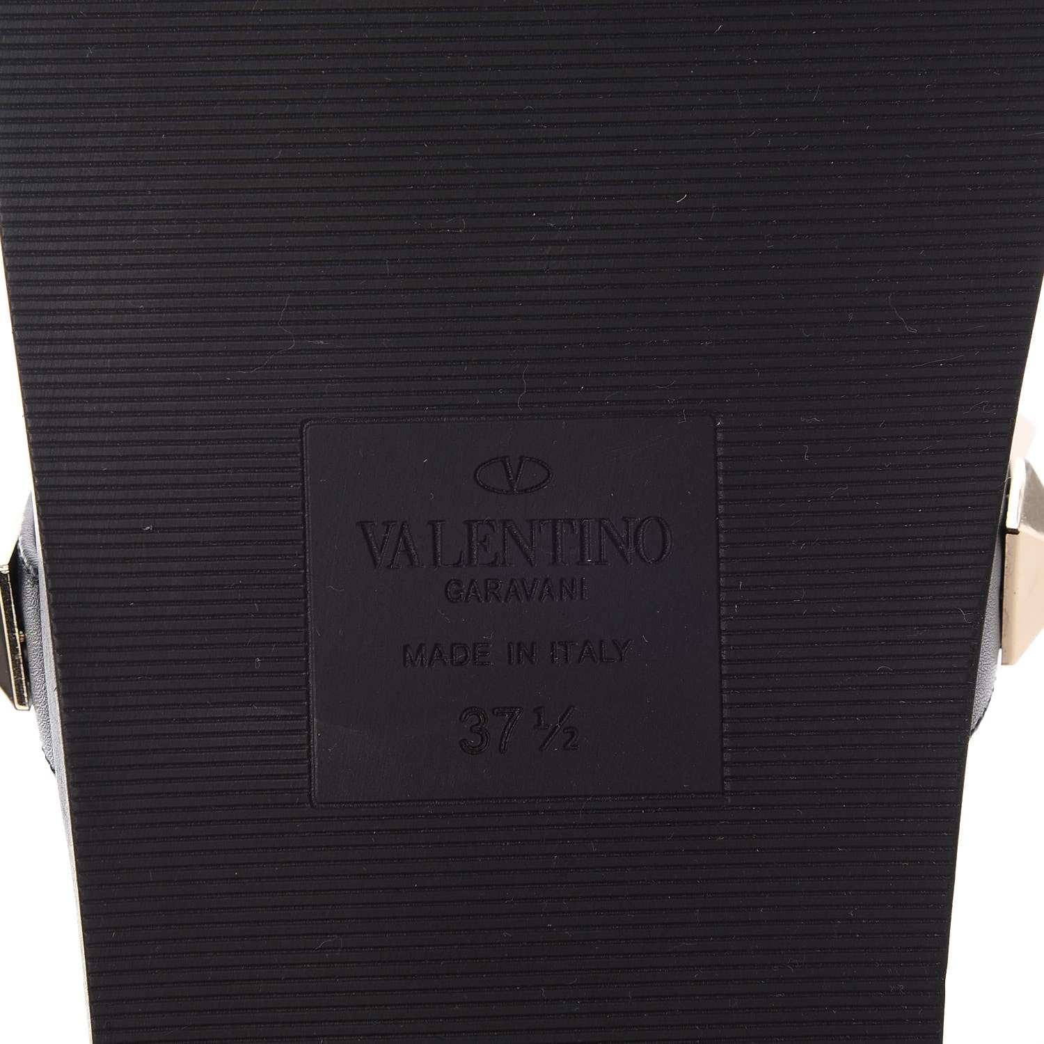 Valentino Garavani Vitello Macro Rockstud Lock Slide Sandals 37.5 Black 6 of 10