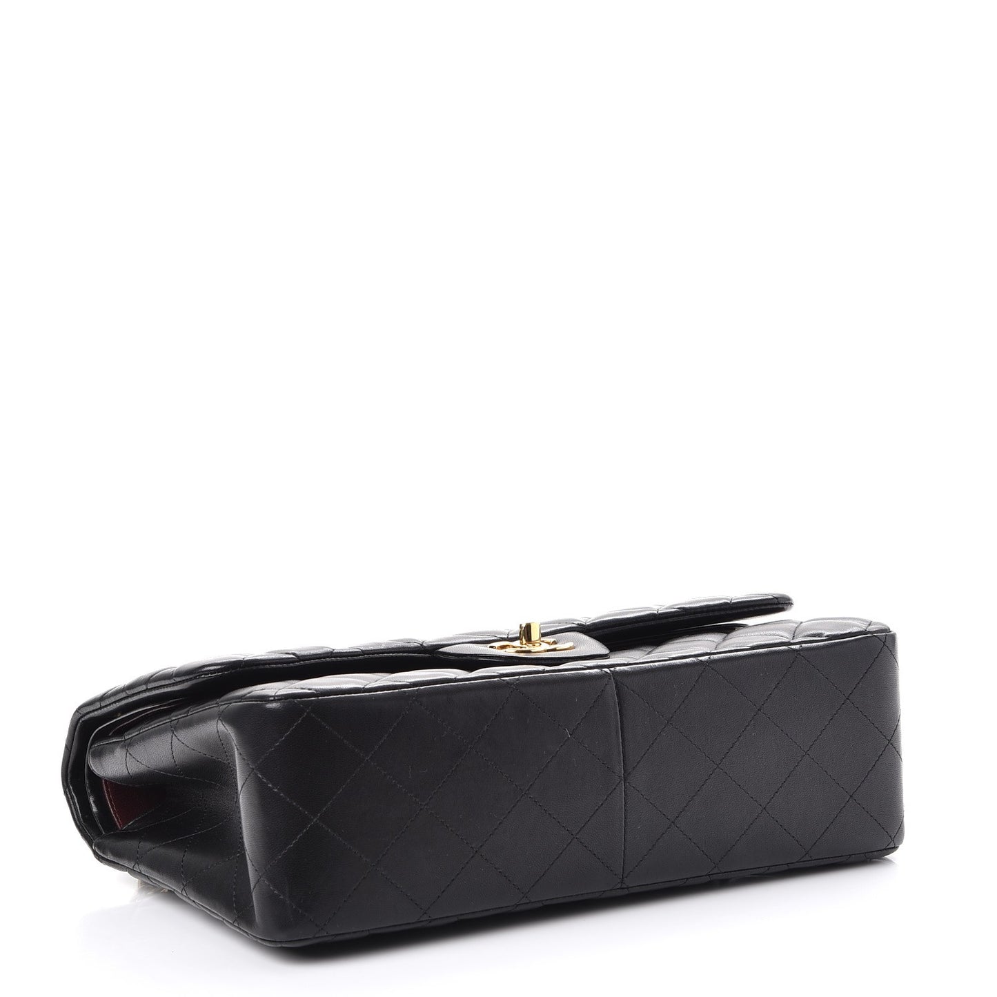 Lambskin Quilted Jumbo Double Flap Black