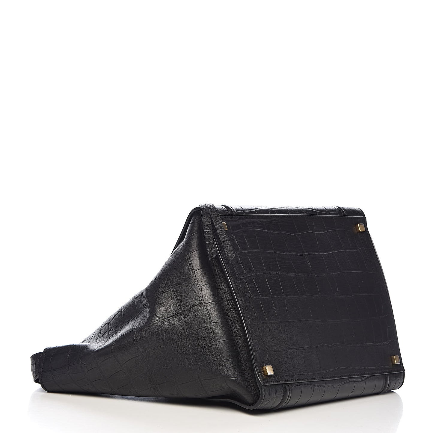 Crocodile Embossed Calfskin Medium Phantom Luggage Black