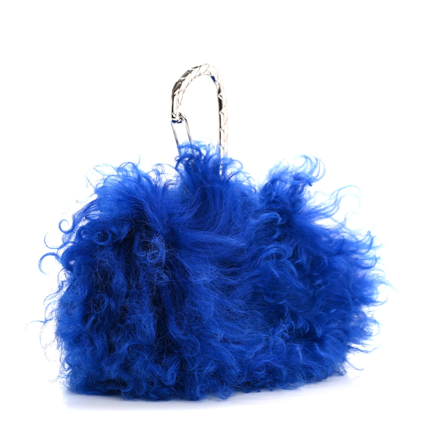 Shearling Lambskin CC Hook Card Holder Blue