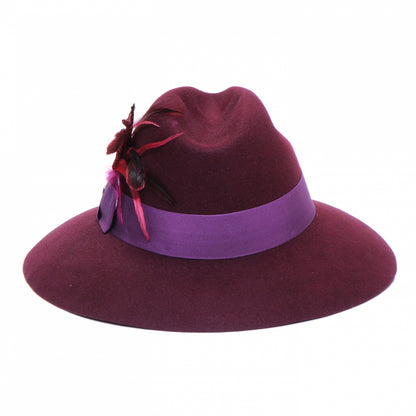 Gucci Felt and Pheasant Feather GG Trilby Hat Burgundy 3 of 6