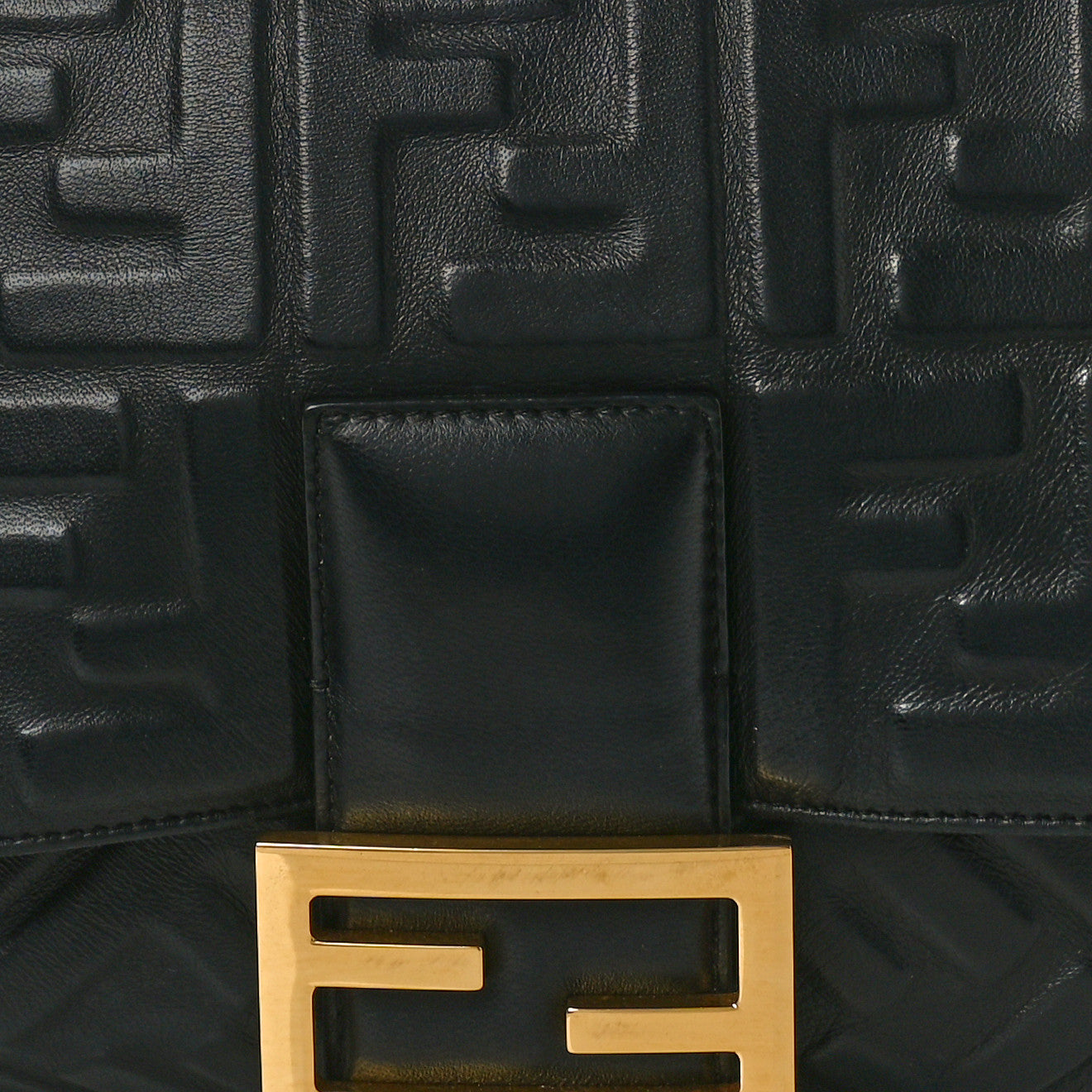 Fendi Nappa FF 1974 Embossed Large Baguette Black 7 of 9