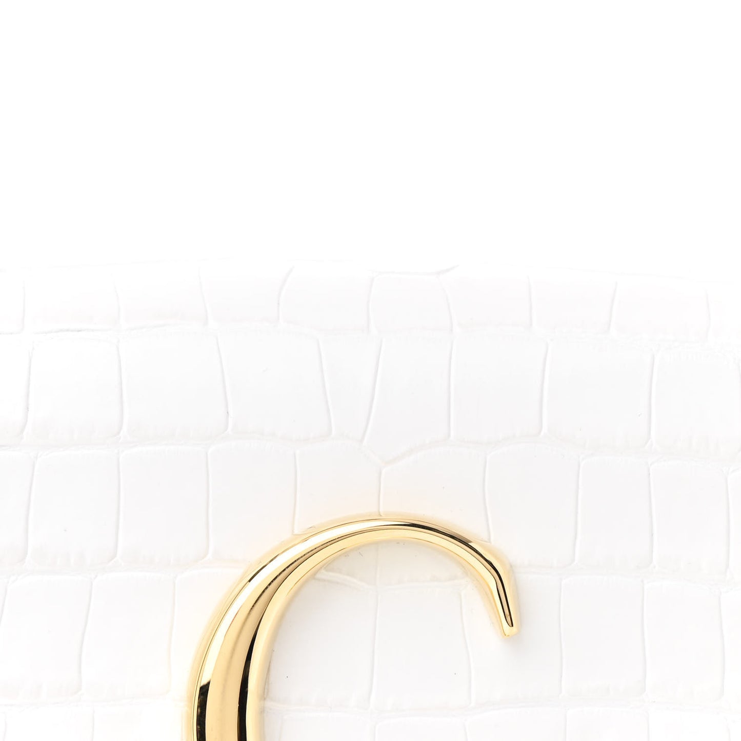 Calfskin Crocodile Embossed Small C Double Carry Brilliant White