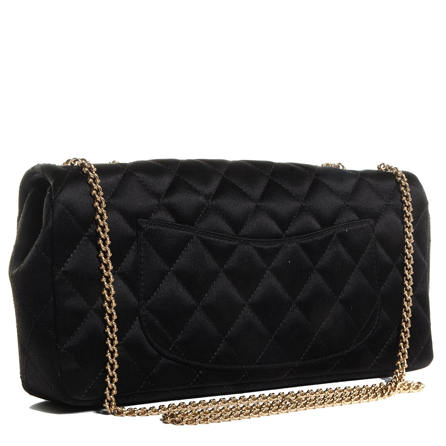 Chanel Satin Quilted Jeweled East West Flap Black 3 of 8