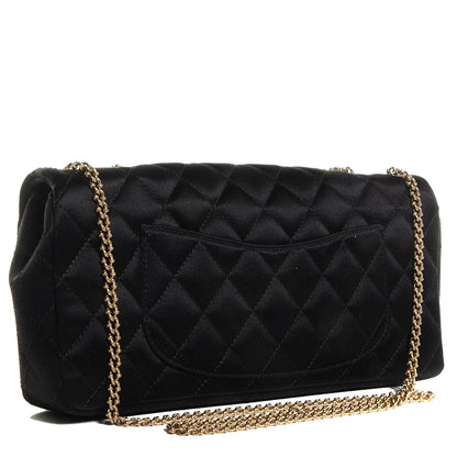 Chanel Satin Quilted Jeweled East West Flap Black 3 of 8
