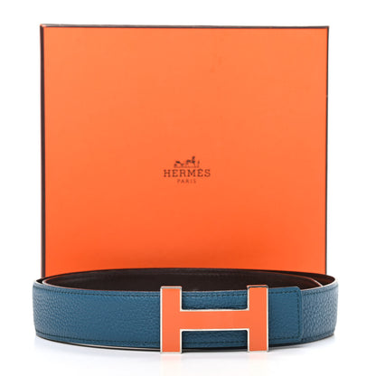Hermes Box Togo 32mm Quizz H Belt 90 Black Bleu De Galice 6 of 6