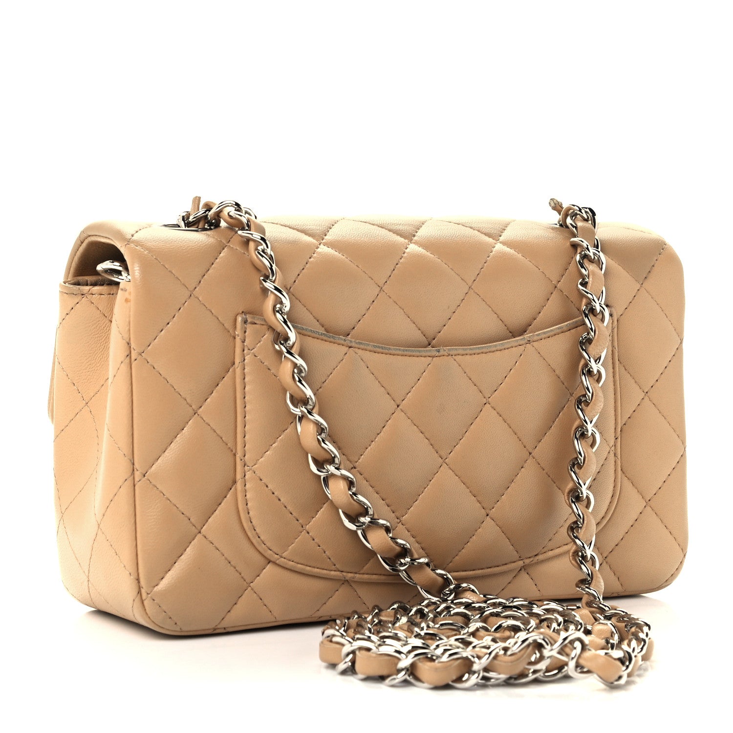 Chanel Lambskin Quilted Mini Rectangular Flap Beige 3 of 12