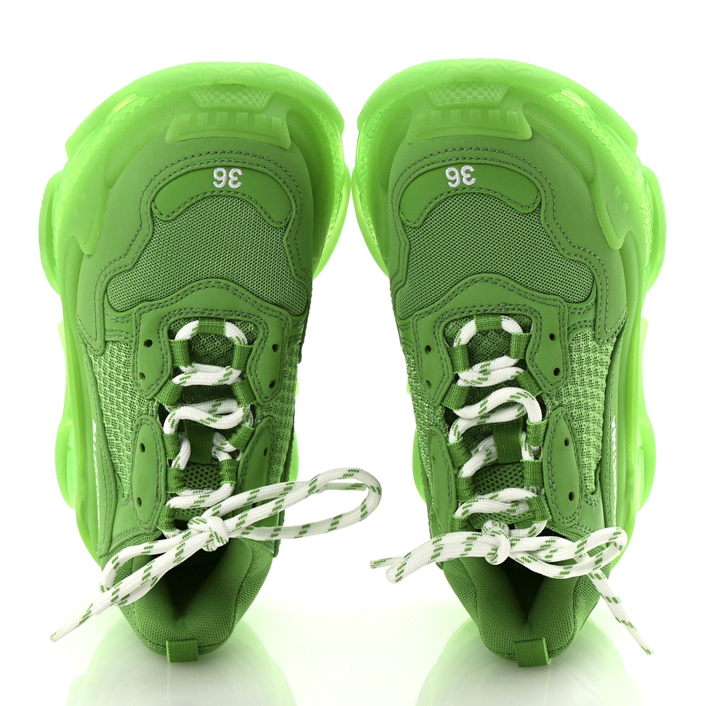 Fabric Mesh Clear Sole Womens Triple S Sneakers 36 Fluo Green
