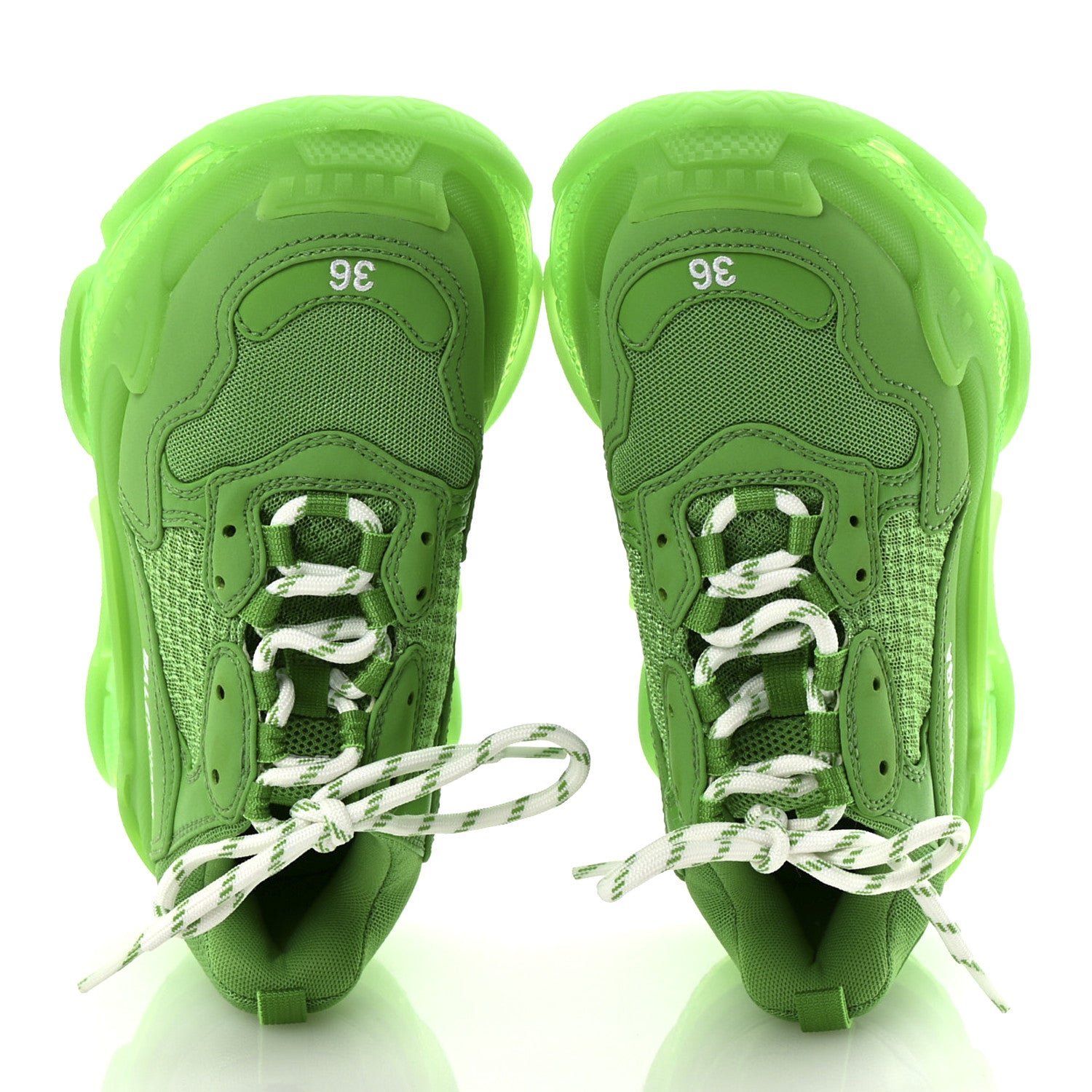 Balenciaga Fabric Mesh Clear Sole Womens Triple S Sneakers 36 Fluo Green 5 of 8
