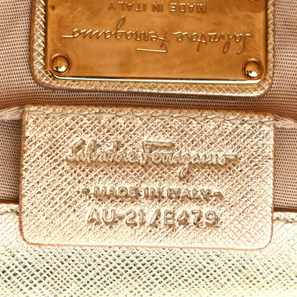 Salvatore Ferragamo Hammered Calfskin Mini Vara Bow Crossbody Bag Gold 7 of 17