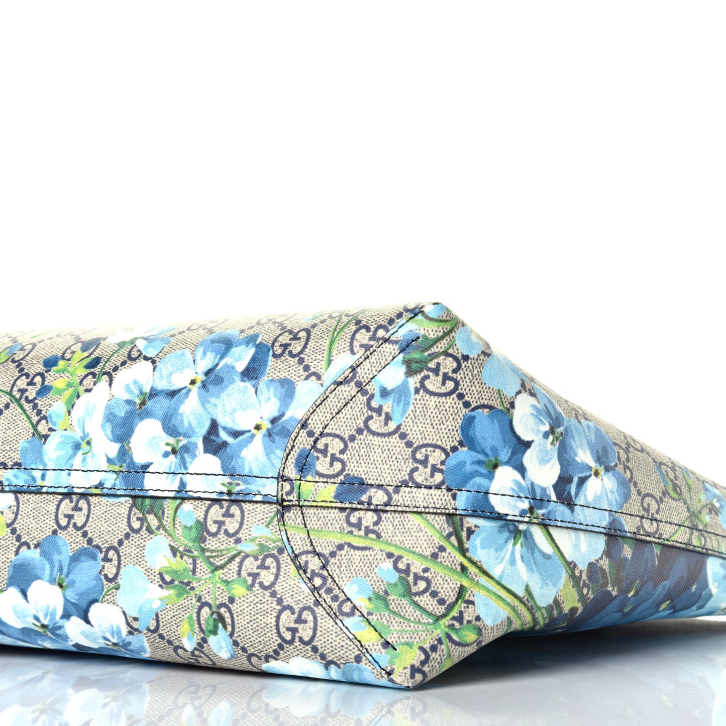 GG Supreme Monogram Blooms Medium Reversible Tote Beige Blue Navy