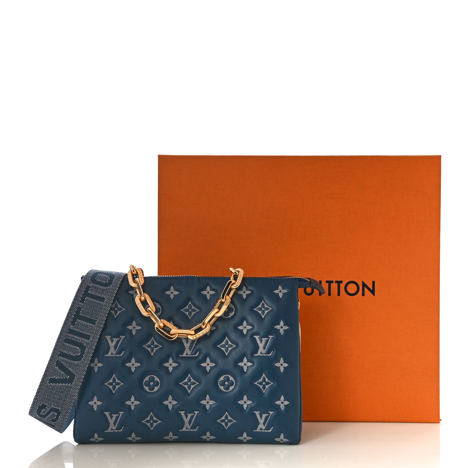 Louis Vuitton Lambskin Embossed Monogram Coussin PM Denim Blue 12 of 12