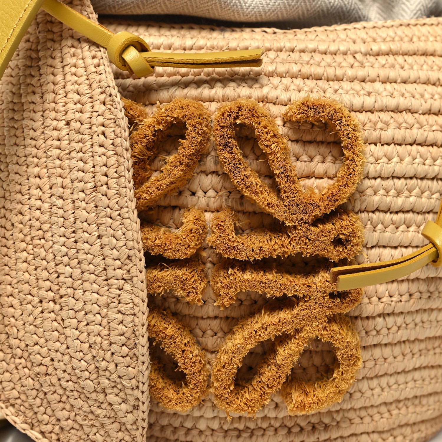 Loewe Raffia Calfskin Bunny Basket Bucket Bag Natural 7 of 10