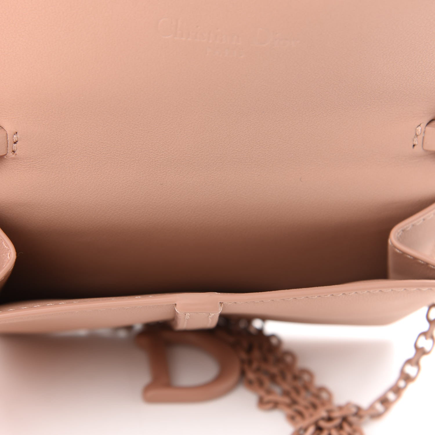 Christian Dior Ultra Matte Calfskin Nano Saddle Chain Pouch Rose Des Vents 5 of 9