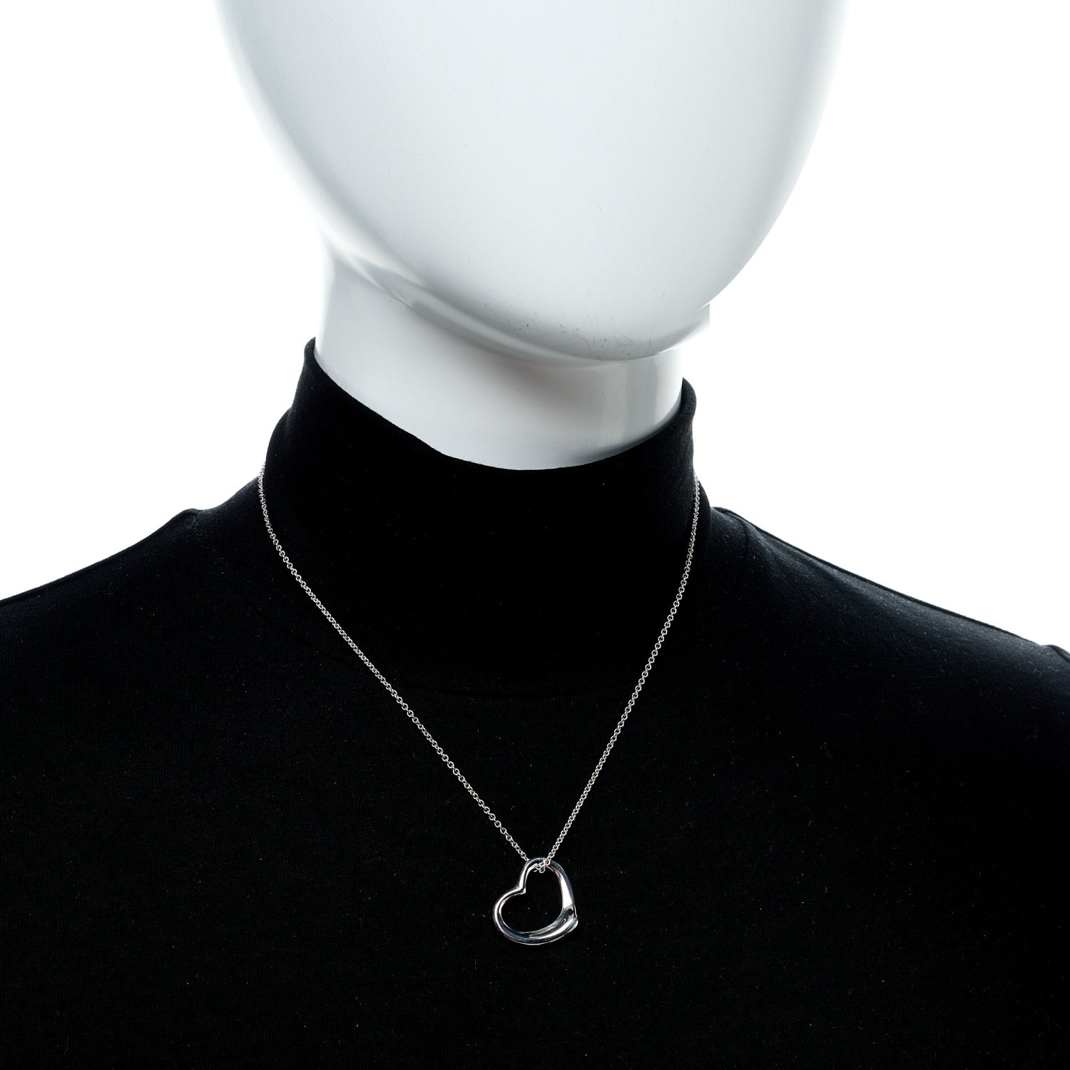 Tiffany Sterling Silver 22mm Elsa Peretti Open Heart Pendant Necklace 2 of 7