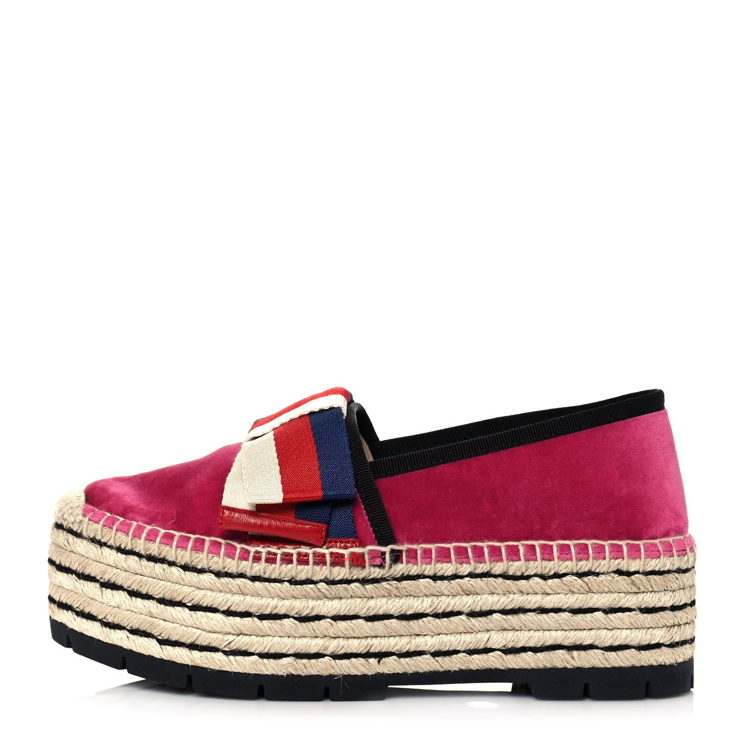 Gucci Velvet Sylvie Web Platform Espadrilles 36 Light Raspberry Rose 1 of 8