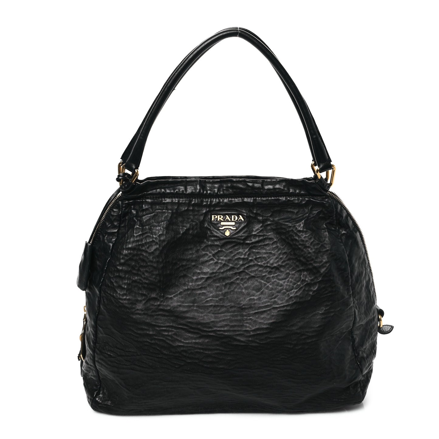 Nappa Antique Side Zip Shoulder Bag Black