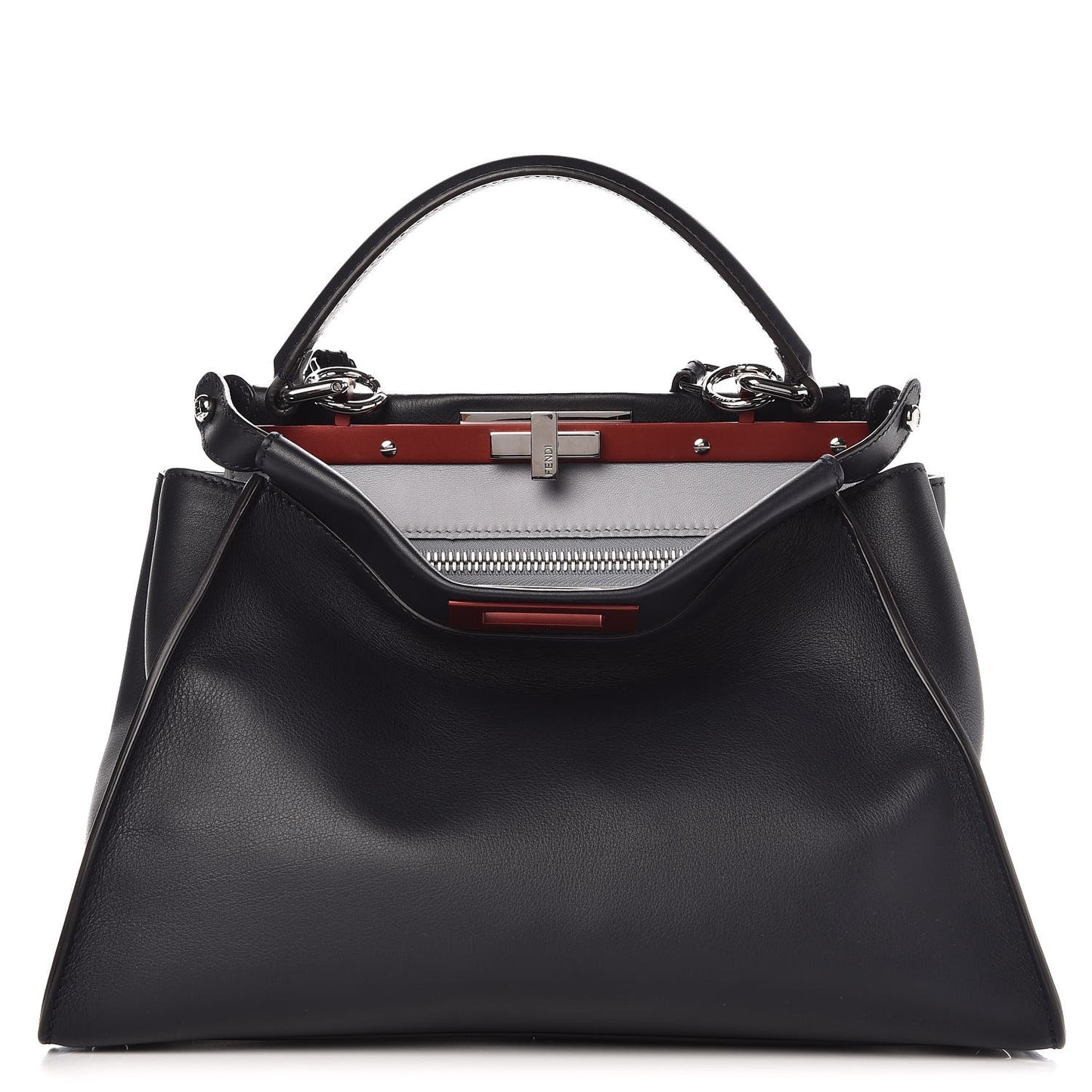 Vitello Seta Shiny Nappa Medium Peekaboo Iconic Satchel Blue Notte Ardesia