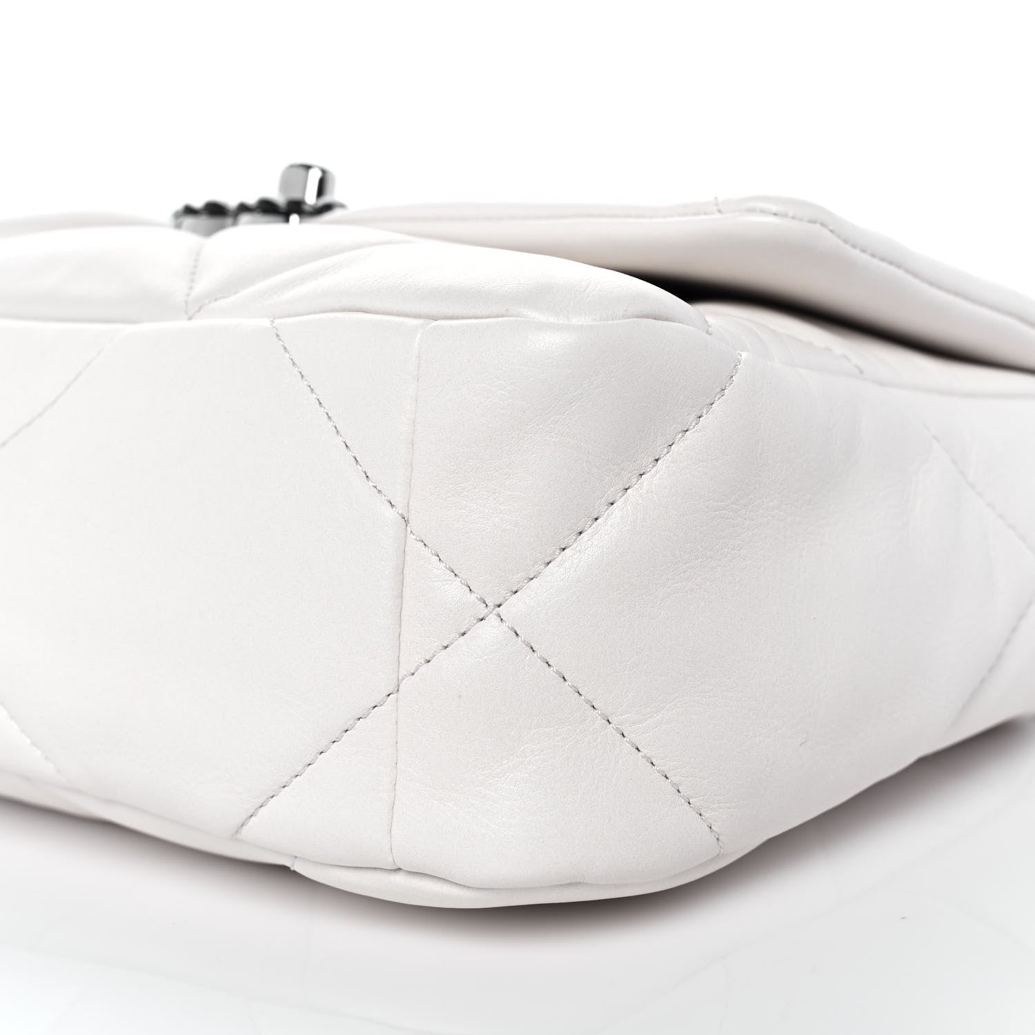Chanel Glossy Calfskin Quilted Medium Chanel 19 Flap White Black 9 of 10