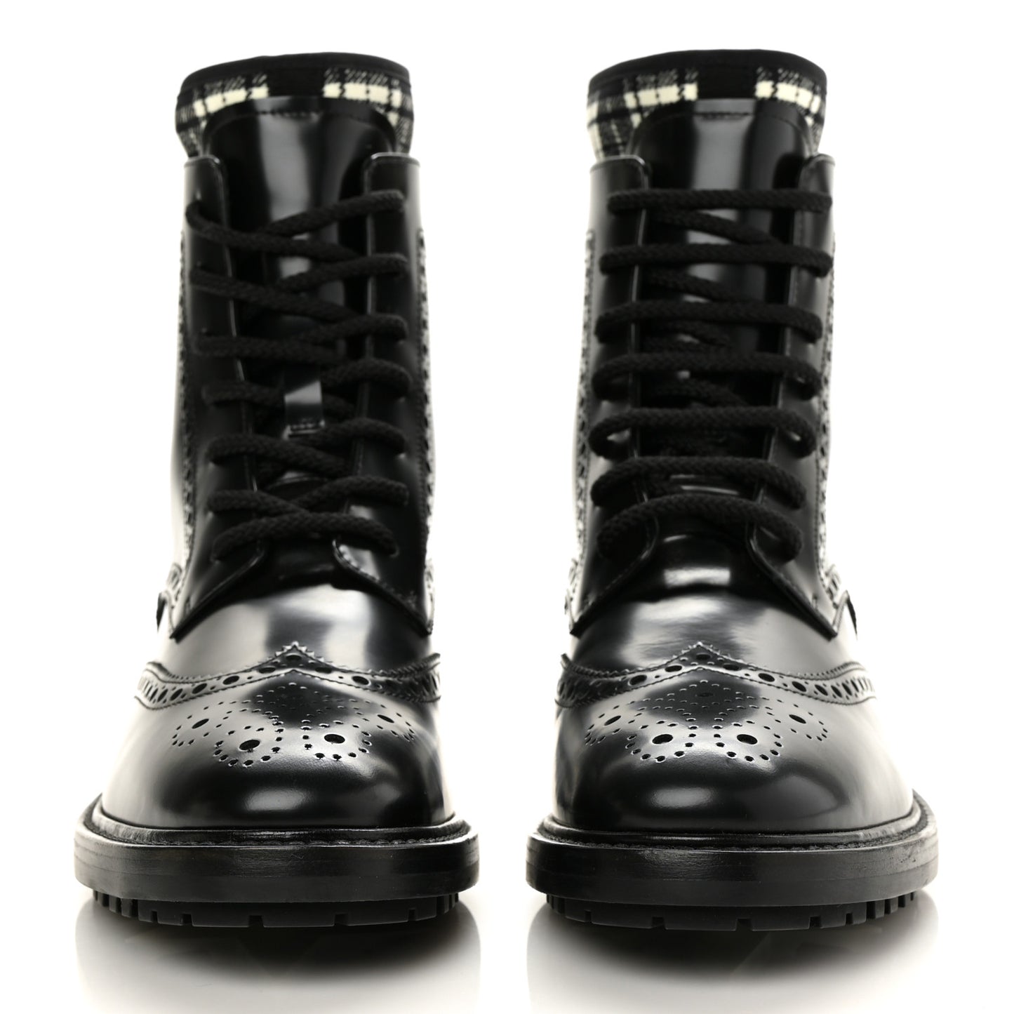Calfskin Tartan D-Order Low Boot 38 Black White