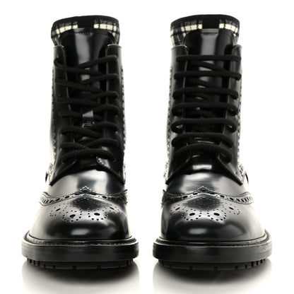 Christian Dior Calfskin Tartan D-Order Low Boot 38 Black White 2 of 10