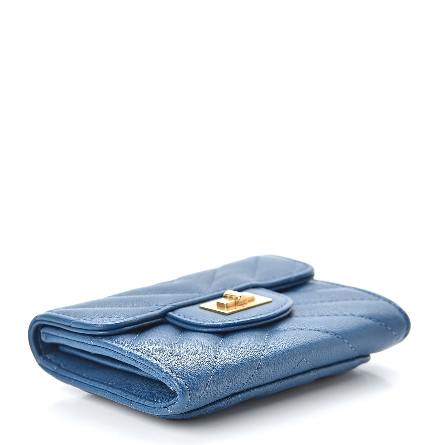 Sheepskin Chevron Quilted Reissue Card Holder Blue
