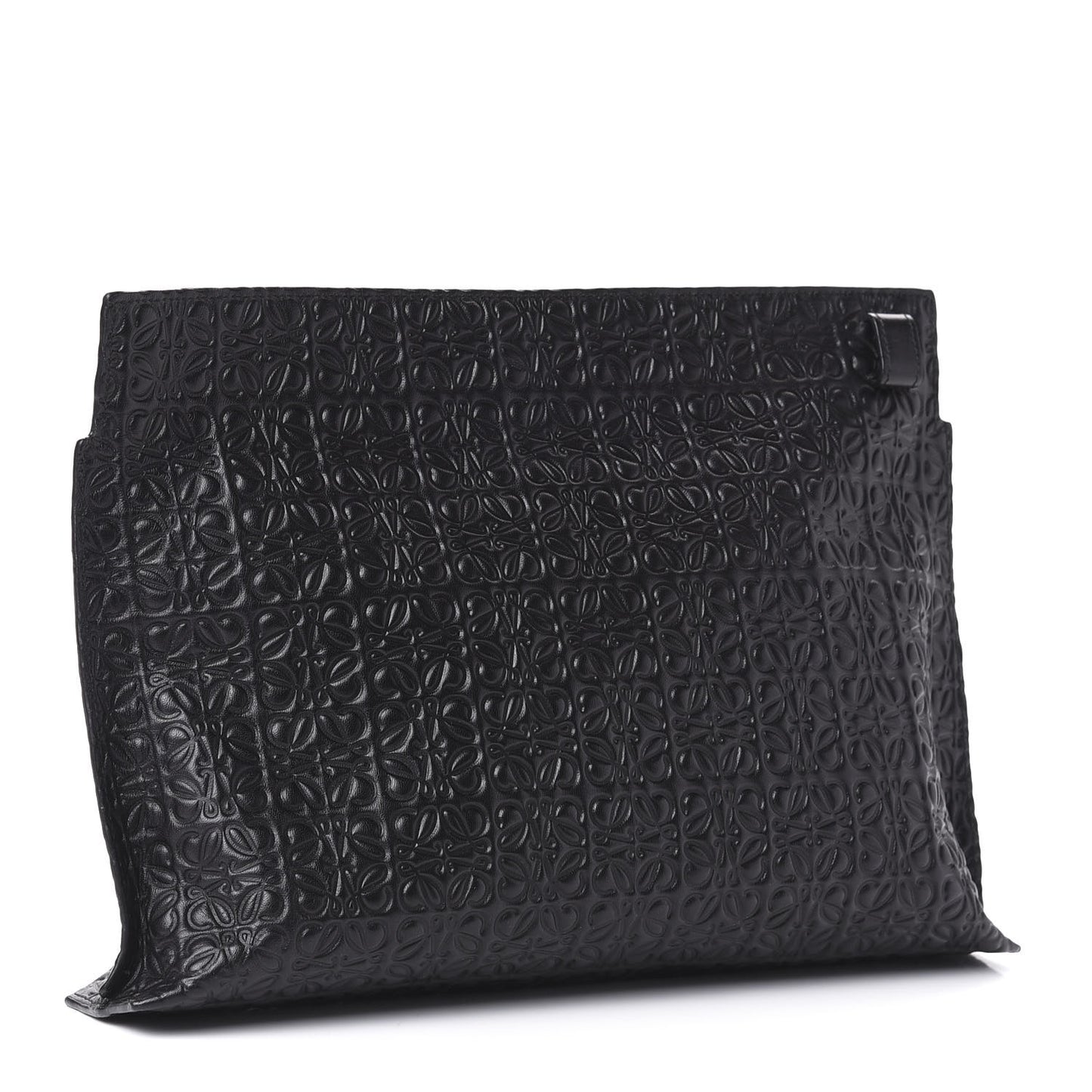 Calfskin Embossed Repeat T Pouch Black