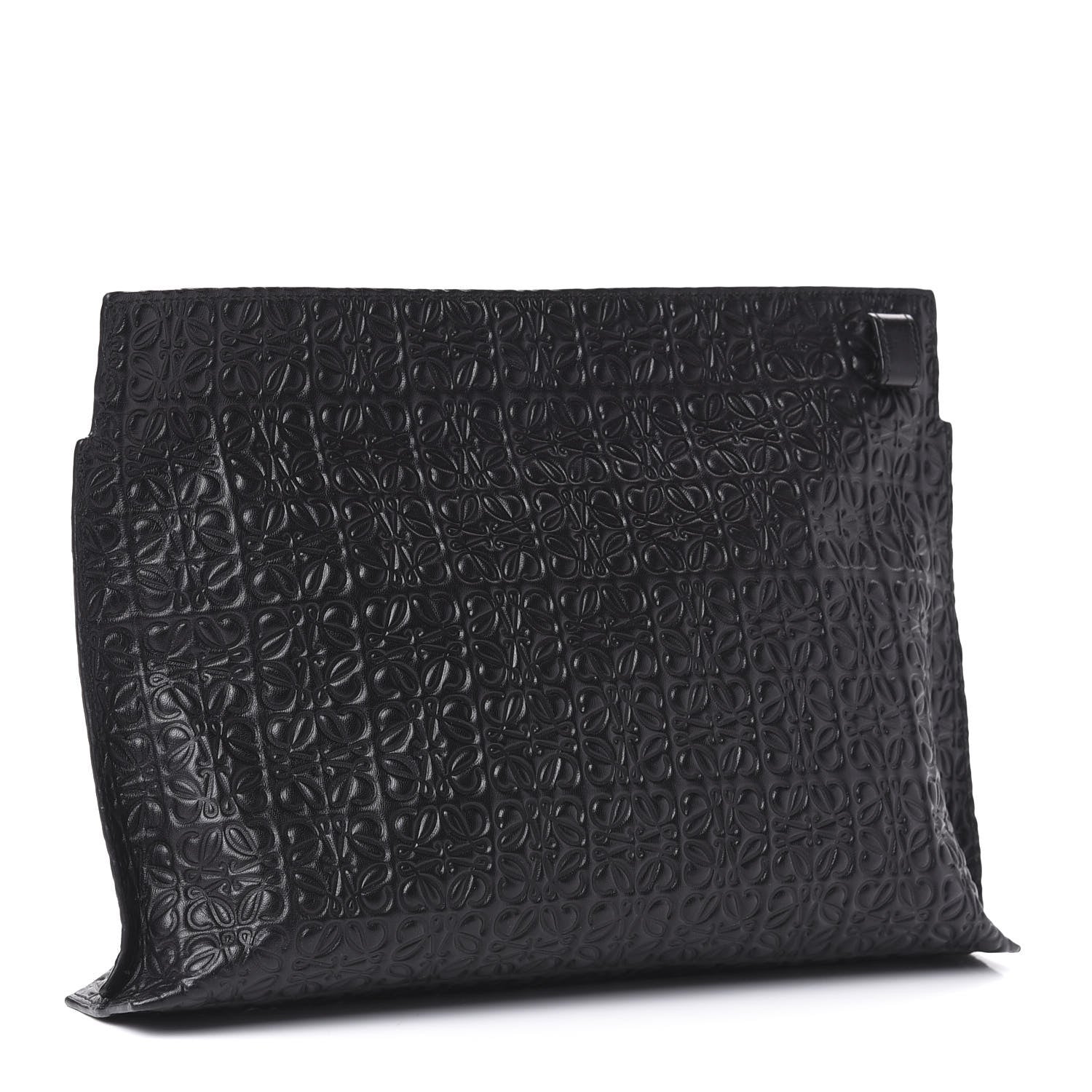 Loewe Calfskin Embossed Repeat T Pouch Black 3 of 10