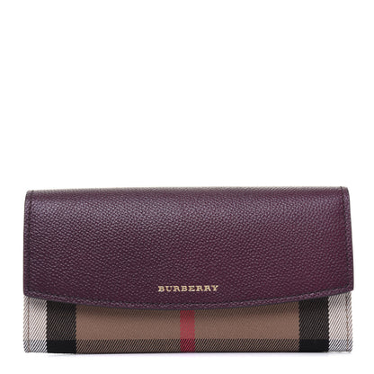 Burberry Grainy Calfskin House Check Continental Wallet Mahogany Red 1 of 11
