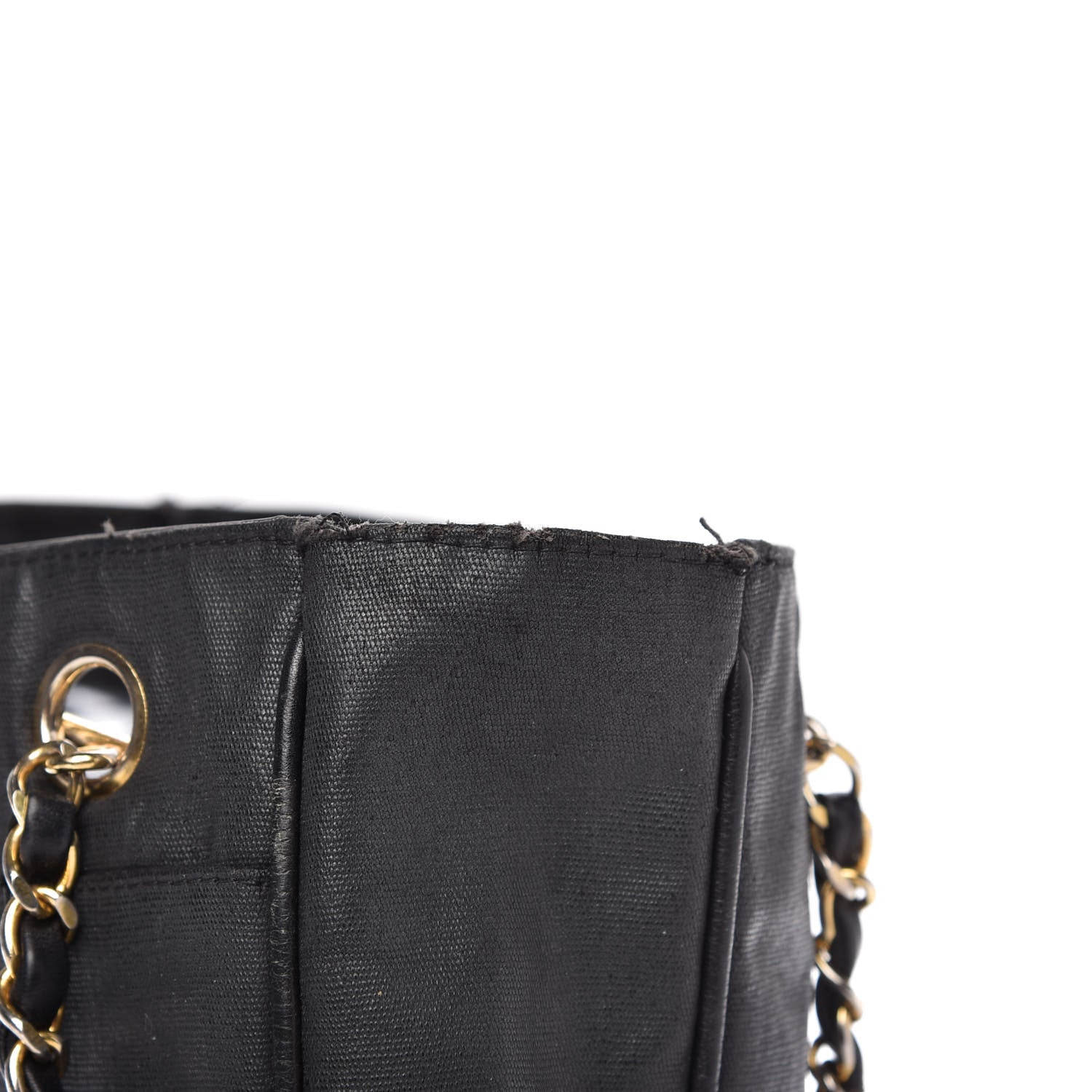 Chanel Lambskin Coated Canvas Shopping Tote Black 12 of 16
