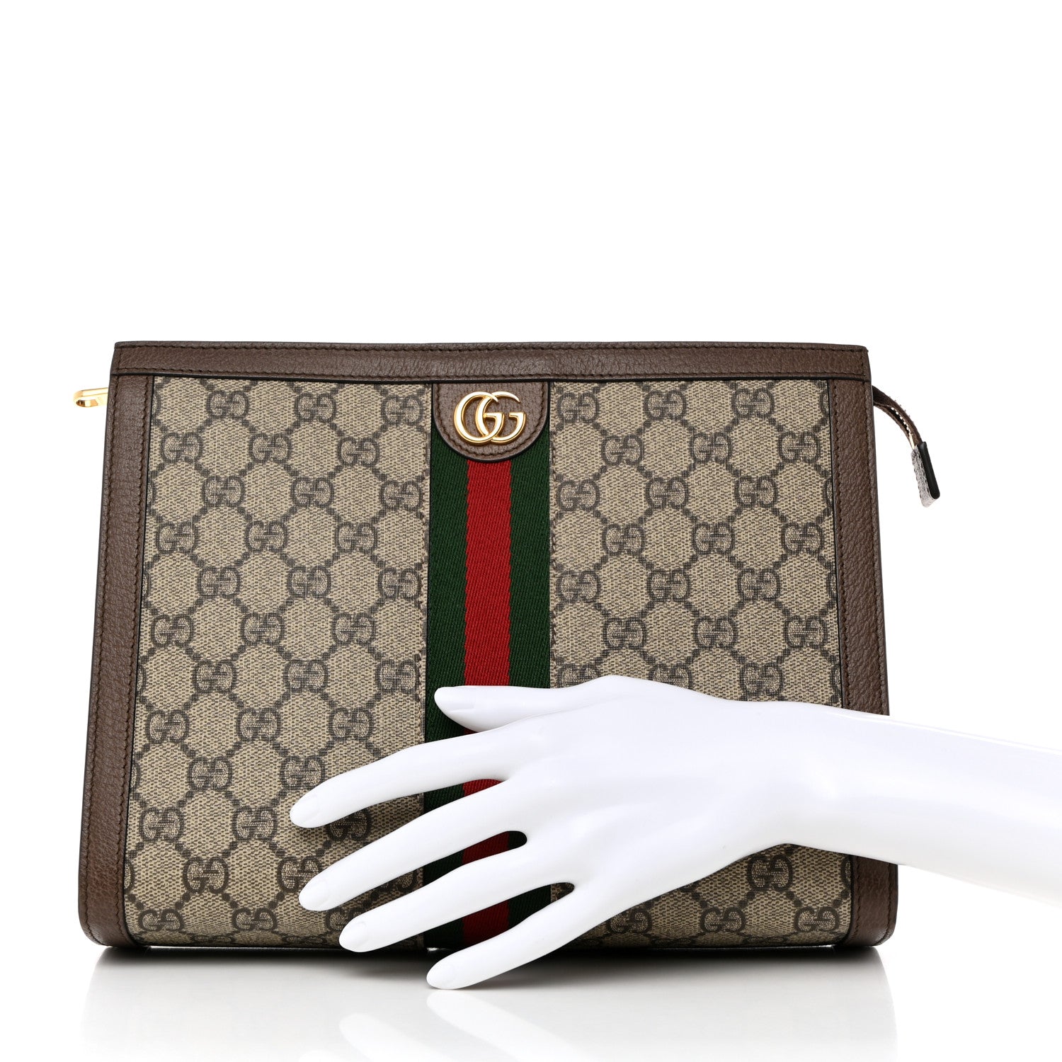 Gucci GG Supreme Monogram Web Ophidia Pouch Brown 2 of 7