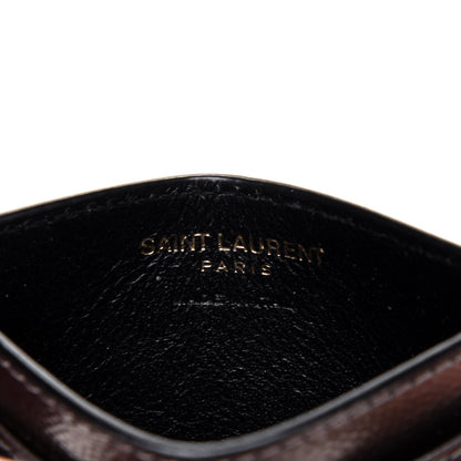 Saint Laurent Metallic Grain De Poudre Matelasse Chevron Monogram Credit Card Case Pimbo 6 of 14