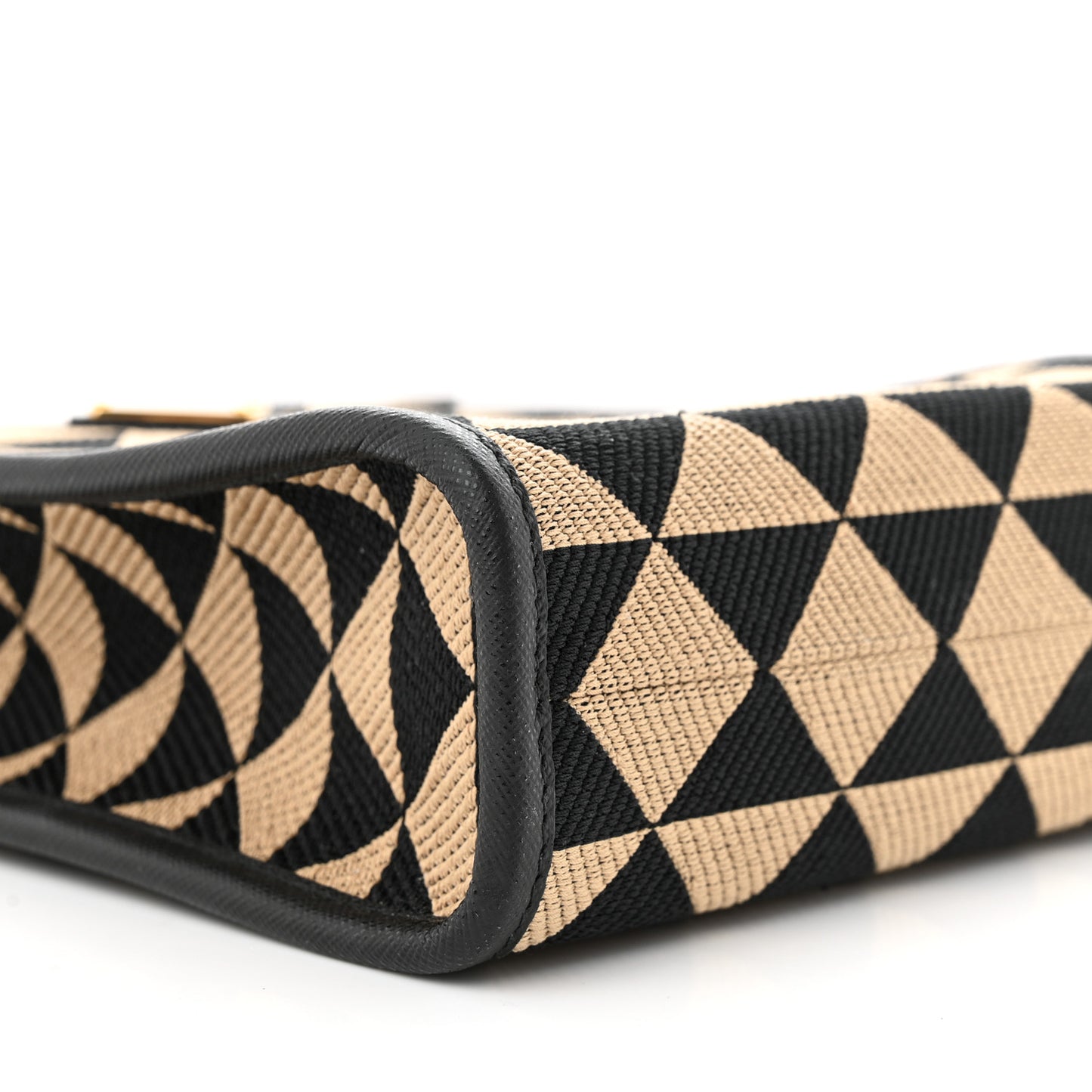 Jacquard Saffiano Triangolo Symbole Embroidered Micro Tote Black Corda