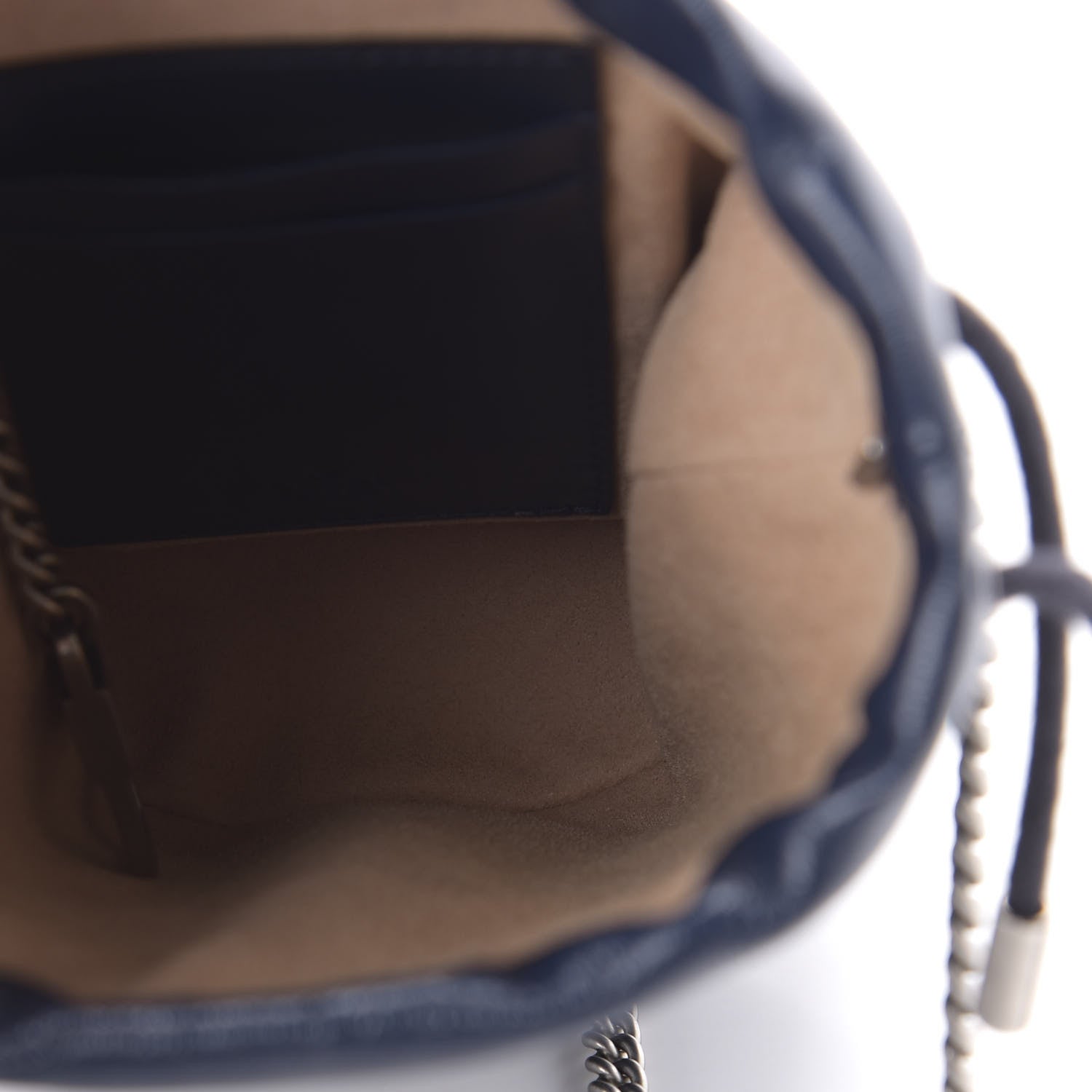 Gucci Vintage Effect Calfskin Matelasse Diagonal Mini Torchon GG Marmont 2.0 Bucket Bag Blue Agata Mystic White 5 of 11