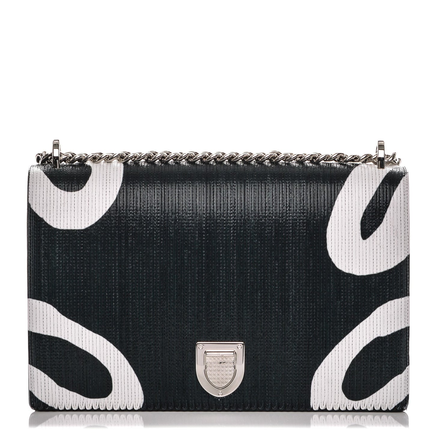 Printed Patchwork Large Diorama Flap Bag Black