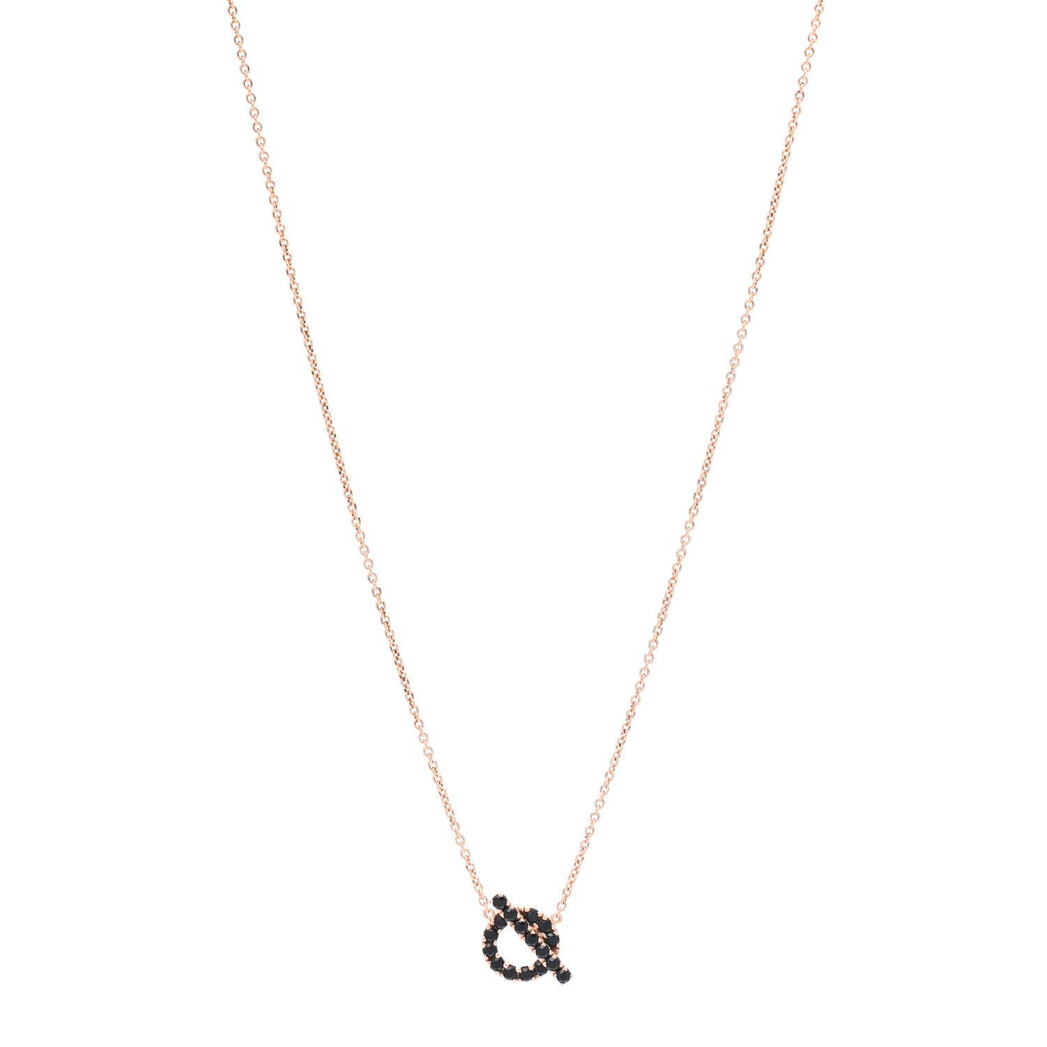 Hermes 18K Rose Gold Black Spinel Finesse Pendant Necklace 1 of 5