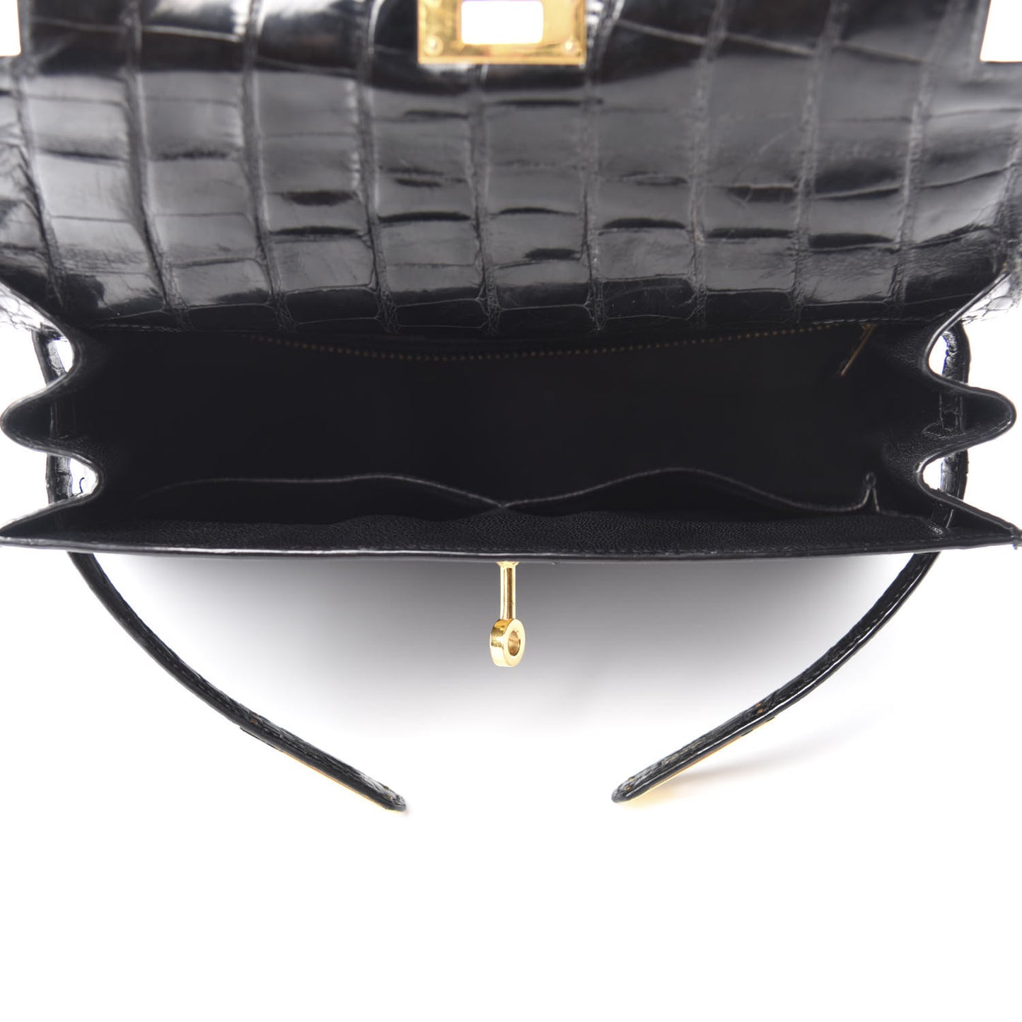 Shiny Alligator Kelly Sellier 28 Black