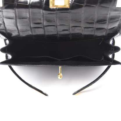 Hermes Shiny Alligator Kelly Sellier 28 Black 5 of 10