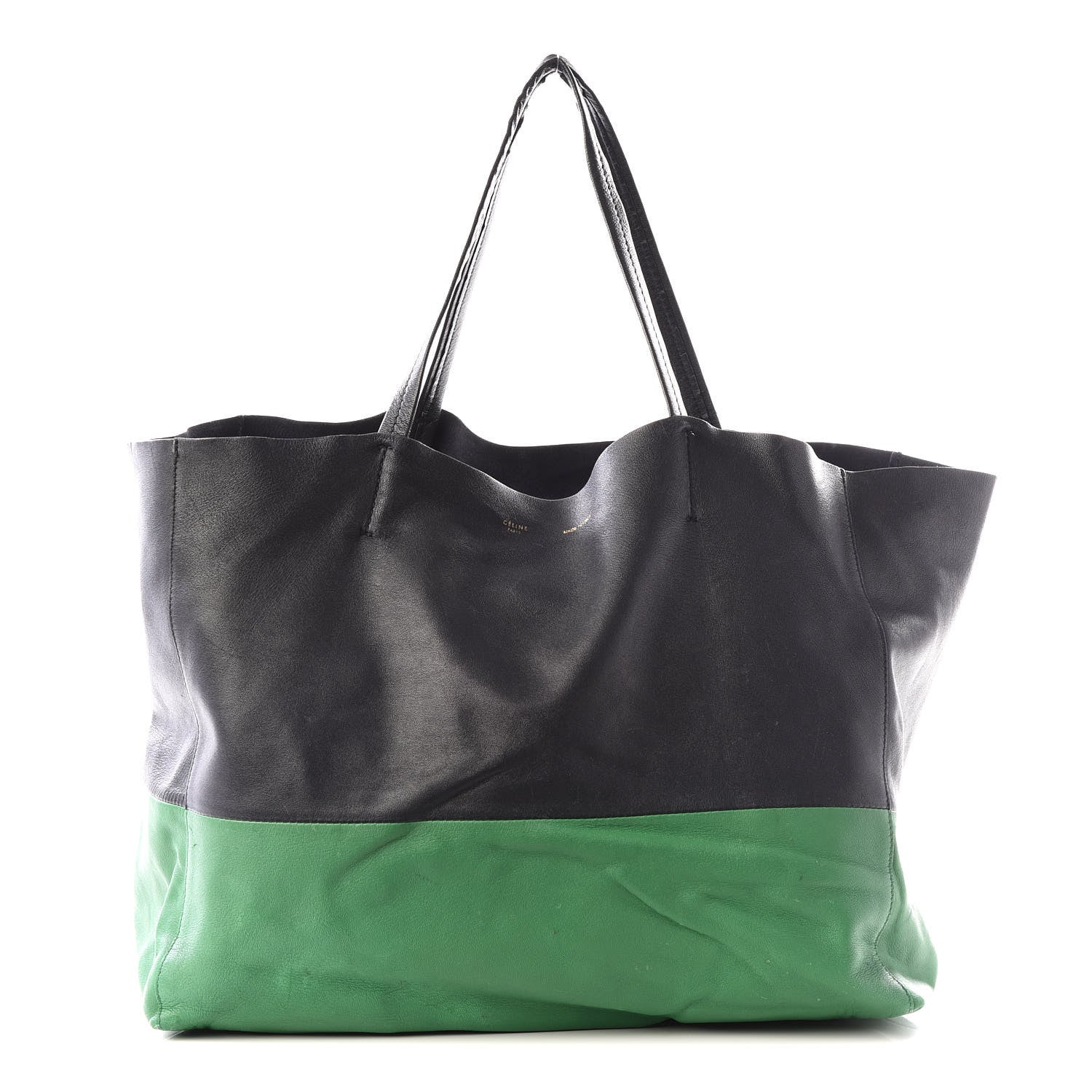 Celine Lambskin Horizontal Bi-Color Cabas Grass Navy 1 of 17