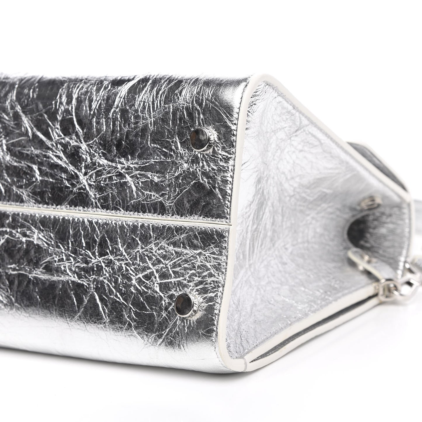 Metallic Calfskin Medium Diorever Flap Silver