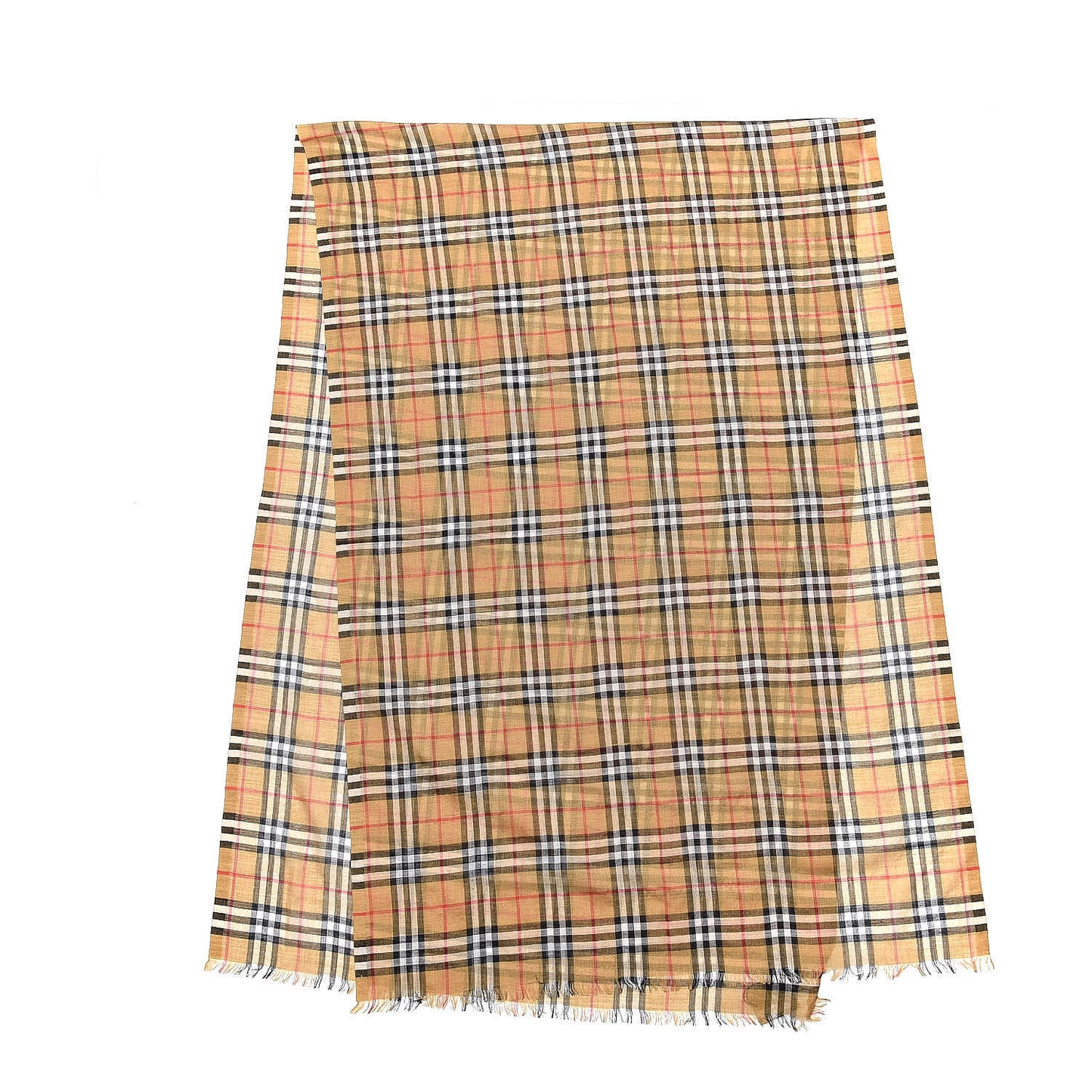 Wool Silk Gauze Vintage Check Scarf Antique Yellow